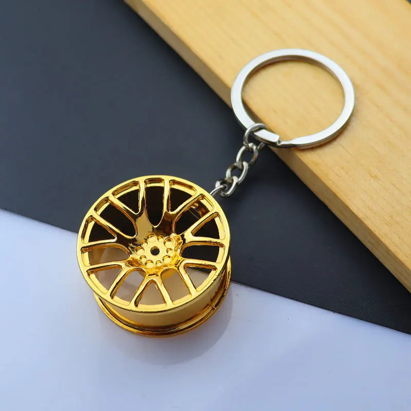 Creative Gift Mini Metal Car Parts Keychain Turbo Gear Hub Keyring Brake Disc Shock Absorber Shifter Pendant Auto Part Key Chain