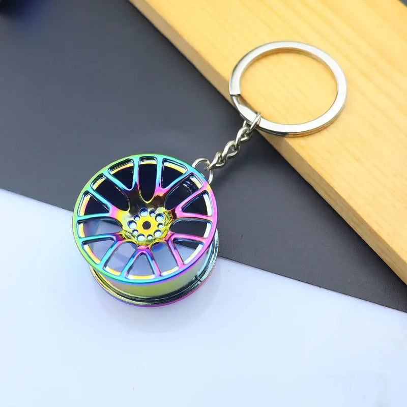 Creative Gift Mini Metal Car Parts Keychain Turbo Gear Hub Keyring Brake Disc Shock Absorber Shifter Pendant Auto Part Key Chain