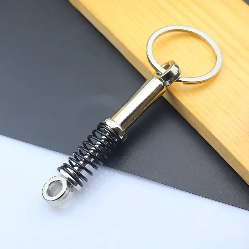 Creative Gift Mini Metal Car Parts Keychain Turbo Gear Hub Keyring Brake Disc Shock Absorber Shifter Pendant Auto Part Key Chain